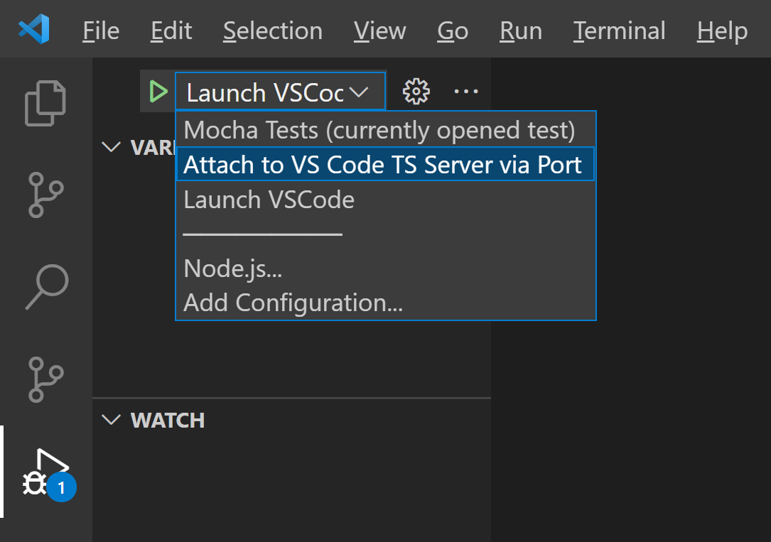 "Attach to VS Code TS Server via Port"